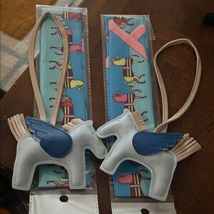 Blue and White Winged Horse charms